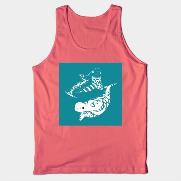beluga twins the dolphin whales ecopop pattern Tank Top by jorge_lebeau